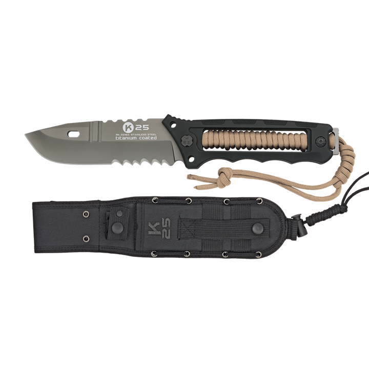 ΜΑΧΑΙΡΙ K25, Titanium Coated,Black with Coyote Cord, 32164