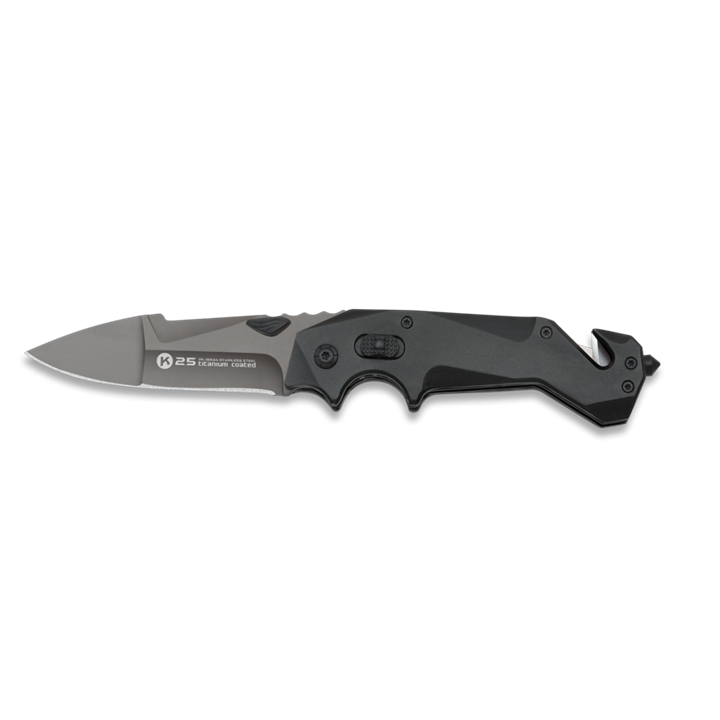 ΣΟΥΓΙΑΣ K25, titanium coated black pocket knife. Blade 8.5, 18534