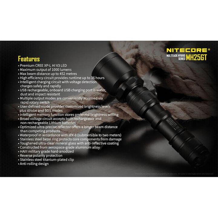 Επαναφορτιζόμενος Φακός Led Multi Task Hybrid MH25GT