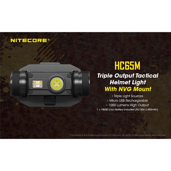 ΦΑΚΟΣ LED NITECORE HEADLAMP HC65M, Για Κράνοι παντώς τύπου