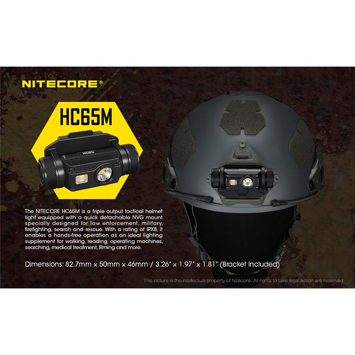 ΦΑΚΟΣ LED NITECORE HEADLAMP HC65M, Για Κράνοι παντώς τύπου