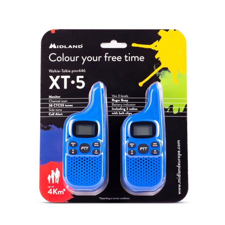 Midland XT 5 Ασύρματος Πομποδέκτης PMR 0.5W Σετ 2τμχ Σε Μπλε Χρώμα