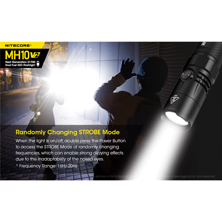 NiteCore Επαναφορτιζόμενος Φακός LED Αδιάβροχος IP68 με Μέγιστη Φωτεινότητα 1200lm MH10V2