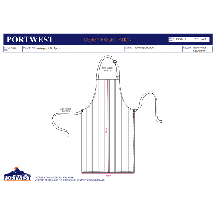 Ποδιά Αδιάβροχη Ριγέ Μπλε S849 PORTWEST