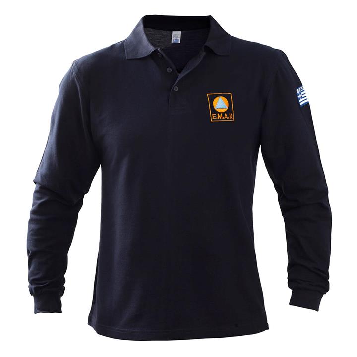 Μπλουζάκι ΠΟΛΟ μακρύ μανίκι με κέντημα Εθελοντών ΕΜΑΚ